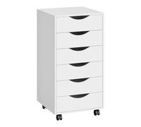 WOLTU Caisson de Bureau avec 6 Tiroirs, Armoire à Dossiers sur roulettes | pour Bureau, Chambre, en Bois d'Ingénierie PB, Blanc, 40x40x78cm