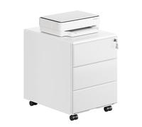 WOLTU Caisson de Bureau, Caisson de Rangement avec Serrures et roulettes, pour Bureau Studio, en Métal avec 3 Tiroirs pour Dossiers, Blanc SK024ws