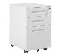 WOLTU Caisson de Bureau, Caisson de Rangement avec Serrures et roulettes pour Bureau Studio, en Métal avec 3 Tiroirs pour Dossiers, Blanc SK023ws