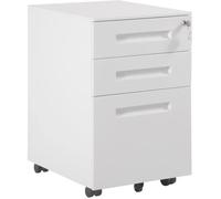 WOLTU Caisson de Bureau en acier et nylon,Caisson de Rangement avec Serrures et roulettes,39 x 45 x 60 cm,Blanc
