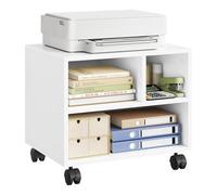WOLTU Caisson de Bureau sur roulettes, Support d'Imprimante Mobile | avec 3 Compartiments Ouverts, 40x30x35 cm, Blanc