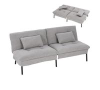 WOLTU Canapé Lit 2 Places Convertible, 2 Coussins, Dossier Réglable, Métal, Tissu Effet Lin, Gris Clair