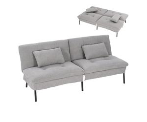 WOLTU Canapé Lit 2 Places Convertible, Clic Clac, 2 Coussins, Gris Clair