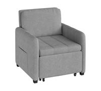 WOLTU Canapé Lit 3-en-1 Fauteuil Convertible, Dossier Inclinable Gris Clair