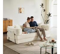 WOLTU Canapé-lit Convertible 3 Places, Sofa de Sol Modulaire, 207x106x68cm | Beige, avec Coussins Amovibles, Housses en Chenille Anti-griffures et Lavables, Sans Montage, Charge 600 kg, pour Salon
