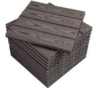 WOLTU Carrelage de sol Dalle WPC 30x30cm Revêtement pour jardin terrasse extèrieur en composite bois-plastique système plug-in, Café 22 pièces / 2 m²