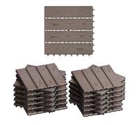 WOLTU Carrelage de sol, Dalle WPC, Brun(22 pièces / 2 m²) | Revêtement pour jardin terrasse extérieur en composite bois-plastique système à clipser, 30x30cm
