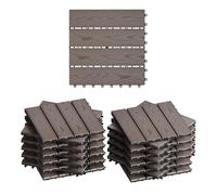 WOLTU Carrelage de sol, Dalle WPC, Café(22 pièces / 2 m²) | Revêtement pour jardin terrasse extérieur en composite bois-plastique système à clipser, 30x30cm