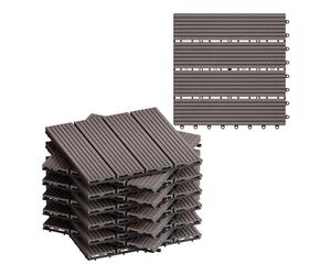 WOLTU Carrelage de Sol E×térieur WPC, Café(11 pièces / 1 m²) | en Composite Bois-Plastique, pour Jardin, Terrasse, avec Système d'Encliquetage pour Fixation, 30x30cm