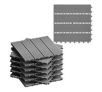 WOLTU Carrelage de Sol E×térieur WPC, Gris Clair(11 pièces / 1 m²) | en Composite Bois-Plastique, pour Jardin, Terrasse, avec Système d'Encliquetage pour Fixation, 30x30cm