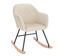 WOLTU Chaise à Bascule, Fauteuil Relax, Structure en Acier, Crème Blanc