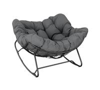 WOLTU Chaise à Bascule Surdimensionnée en Forme d'Œuf Polyester Gris Foncé | Fauteuil Relax Basculant avec Structure en Métal, sur Pieds Courbes, pour Salon, Balcon, Charge 150 kg