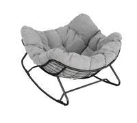 WOLTU Chaise à Bascule Surdimensionnée en Forme d'Œuf sur Pieds Courbes, Fauteuil Relax Basculant avec Structure en Métal et Coussin en Chenille, pour Salon, Balcon, Charge 150 kg, Gris Clair
