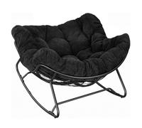 WOLTU Chaise à Bascule Surdimensionnée en Forme d'Œuf Sur Pieds Courbes, Métal et Chenille, Charge 150 kg, Noir