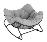 WOLTU Chaise à Bascule Surdimensionnée en Forme d'Œuf Sur Pieds Courbes, Métal et Chenille, Charge 150 kg, Gris Clair