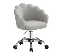 WOLTU Chaise Bureau, Chaise Coiffeuse, Design Pétale, Bouclette, Gris Clair