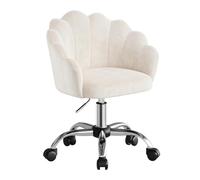 WOLTU Chaise Bureau, Chaise Coiffeuse, Design Pétale, Velours, Beige