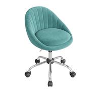 WOLTU Chaise Bureau, Chaise Coiffeuse Pivotante, Velours, Turquoise