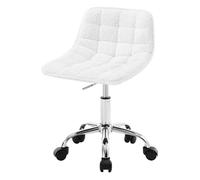 WOLTU Chaise Bureau en Chenille, Tabouret Coiffeuse Pivotante avec Dossier, Réglable en Hauteur, Blanc W0ATT0805
