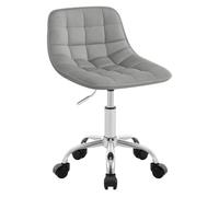 WOLTU Chaise Bureau en Velours, Tabouret Coiffeuse Pivotante avec Dossier, Réglable en Hauteur, Gris Clair W0ATT0801