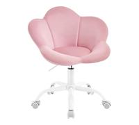 WOLTU Chaise Bureau Enfant, Chaise Pivotante en Velours, Rose Clair