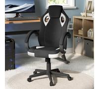WOLTU Chaise Bureau Enfant et Gaming, Chaise Gaming Respirant en Tissu, Design Ergonomique, Réglable en Hauteur, Pivotante à 360°, Noir+Blanc