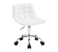 WOLTU Chaise Bureau Enfant, Tabouret Coiffeuse, Tabouret avec Dossier, Chaise Chenille Pivotante, Réglable en Hauteur, Assise Rembourrée, Blanc, BS173ws