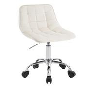 WOLTU Chaise Bureau Enfant, Tabouret Coiffeuse, Tabouret avec Dossier, Chaise Velours Pivotante, Réglable en Hauteur, Assise Rembourrée, Crème