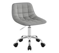 WOLTU Chaise Bureau Enfant, Tabouret Coiffeuse, Tabouret avec Dossier, Chaise Velours Pivotante, Réglable en Hauteur, Assise Rembourrée, Gris Clair