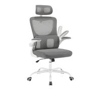WOLTU Chaise Bureau Ergonomique, Fauteuil de Bureau en Maille, Gris | avec Appuie-Tête et Accoudoir Réglables, en Maille avec Support Lombaire en Forme de C