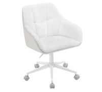 WOLTU Chaise Bureau Pivotante, Chaise Coiffeuse, Rembourré en PU+Bouclette, Crème+Gris W0ATT0808