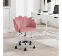 WOLTU Chaise Bureau Pivotante en Velours, Fauteuil Coiffeuse avec Dossier en Pétale, Hauteur Réglable, Rose W0ATT0396