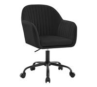 WOLTU Chaise Bureau Velours, Chaise Coiffeuse, Fauteuil Pivotant Ergonomique, Siège Rembourré, Réglable en Hauteur, pour Bureau, Chambre, Noir