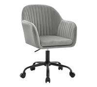WOLTU Chaise Bureau Velours, Chaise Coiffeuse, Gris Clair