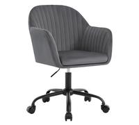 WOLTU Chaise Bureau Velours, Chaise Coiffeuse, Gris Foncé