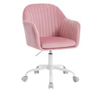 WOLTU Chaise Bureau Velours, Chaise Coiffeuse, Rose
