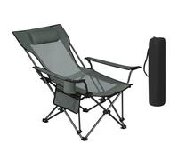 WOLTU Chaise Camping Pliante, Chaise de Pêche Léger et Portable, Fauteuil Pliant avec Dossier Réglable, Appui-tête, Poche Latérale, Garde-gobelet et Sac de Transport, Gris