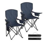 WOLTU Chaise Camping Pliante, Lot de 2, Dossier, Sac Isotherme, Porte-gobelet, Poche Latérale, Fauteuil de Pêche, Léger, Portable, pour Pique-niques, Extérieur,Bleu Marine