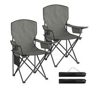 WOLTU Chaise Camping Pliante, Lot de 2, Dossier, Sac Isotherme, Porte-gobelet, Poche Latérale, Fauteuil de Pêche, Léger, Portable, pour Pique-niques, Extérieur,Gris Roche Brumeux