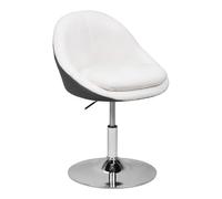 WOLTU Chaise Coiffeuse, Chaise Pivotante avec Dossier, Hauteur Réglable, en Tissu Teddy et PU, pour Chambre à Coucher, Bureau à Domicile, Blanc+Gris