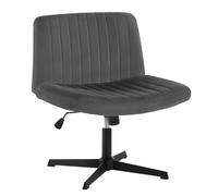 WOLTU Chaise de Bureau, Chaise Pivotante sans roulettes, Fauteuil Relax en Velours sans Accoudoirs, Tabouret Moderne Réglable en Hauteur, pour Salon, Chambre à Coucher, Gris Foncé