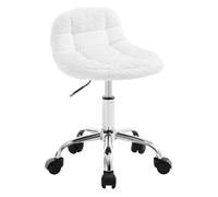 WOLTU Chaise de Bureau en Chenille, Tabouret Coiffeuse Pivotante à roulettes, Réglable en Hauteur, Blanc W0ATT0806