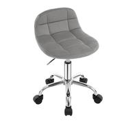 WOLTU Chaise de Bureau en Velours, Tabouret Coiffeuse Pivotante à roulettes, Réglable en Hauteur, Gris Clair W0ATT0798