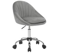 WOLTU Chaise de Bureau en Velours, Tabouret Coiffeuse Pivotante, Double Coussin, Réglable en Hauteur, Gris Clair W0ATT0802