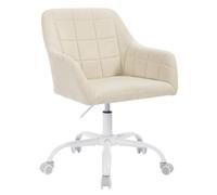 WOLTU Chaise de Bureau Ergonomique, Chaise Pivotante à roulettes, Siège Rembourré et Réglable en Hauteur, en Lin, Beige+Blanc, BS164be