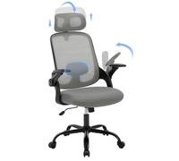 WOLTU Chaise de Bureau Ergonomique, en Maille, Appui-tête et Accoudoirs Réglables, Fauteuil de Bureau avec Support Lombaire, Dossier Inclinable, Gris