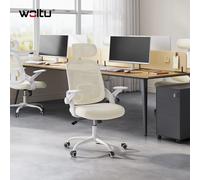 WOLTU Chaise de bureau ergonomique en maille, chaise de jeu relevable, chaise d'ordinateur pivotante avec appui-tête, soutien lombaire réglable, dossier haut noir