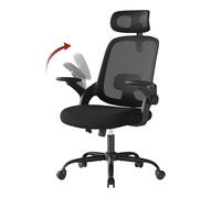 WOLTU Chaise de Bureau Ergonomique, Fauteuil de Bureau en Maille, Noir | Appui-tête et Accoudoirs Réglables, avec Support Lombaire, Dossier Inclinable