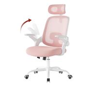 WOLTU Chaise de Bureau Ergonomique, Fauteuil de Bureau en Maille, Rose | Appui-tête et Accoudoirs Réglables, avec Support Lombaire, Dossier Inclinable