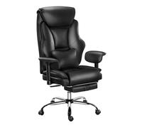 WOLTU Chaise de Bureau Ergonomique, Fauteuil de Direction, avec Appui-tête/Coussin Lombaire/Repose-Pieds Rétractable/Accoudoirs Réglables/Dossier Haut, Siège Remnbourré en PU, Noir